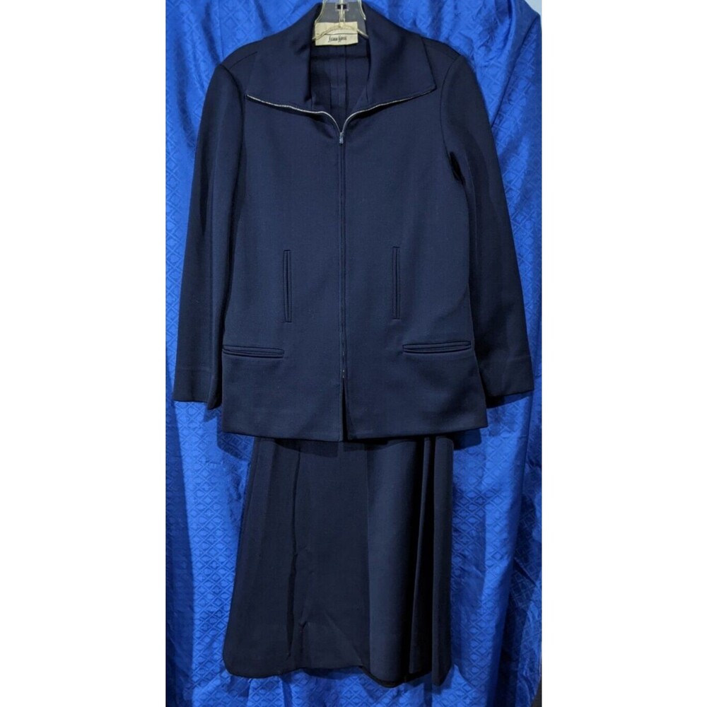 KIMBERLY Navy Blue Skirt and Jacket Set ~ Size 8-10 ~  Neiman Marcus ~ Vintage